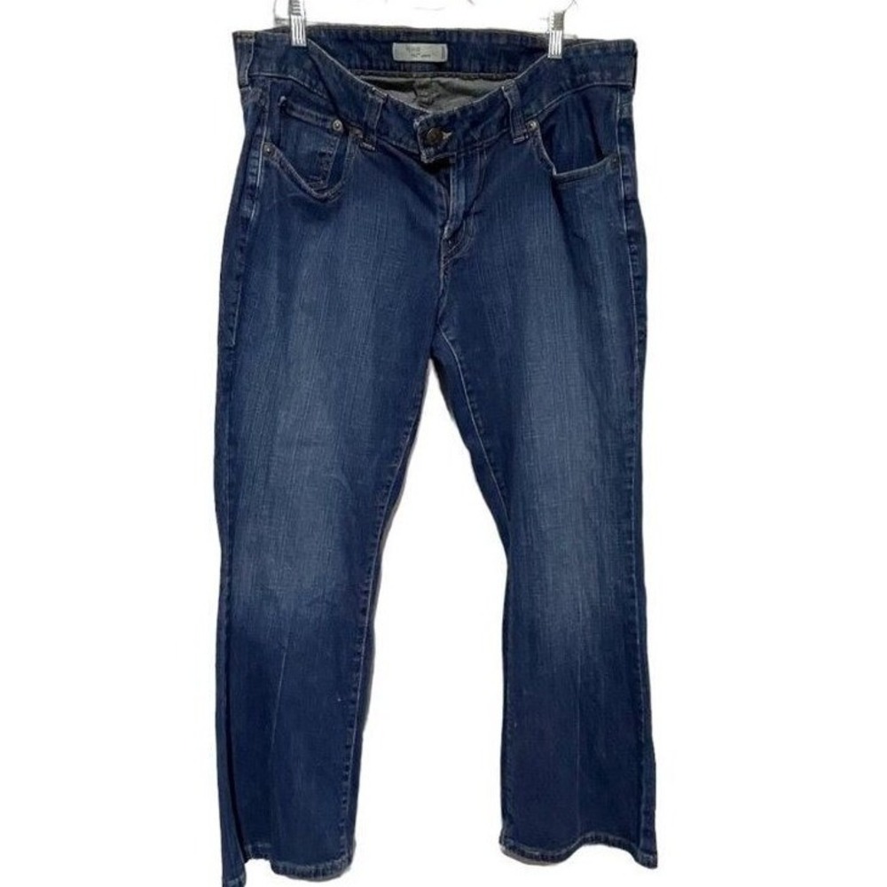 Levis 542 Flare Jeans Womens Blue Denim Mid Rise Flap Pocket Pants